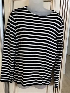 Saint James Black & White Striped Long Sleeve Top